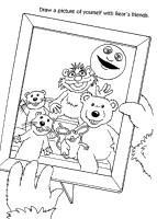 A coloring page of bear in the big blue house